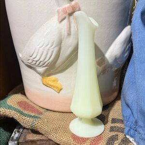 Fenton custard satin glass bud vase Glows!